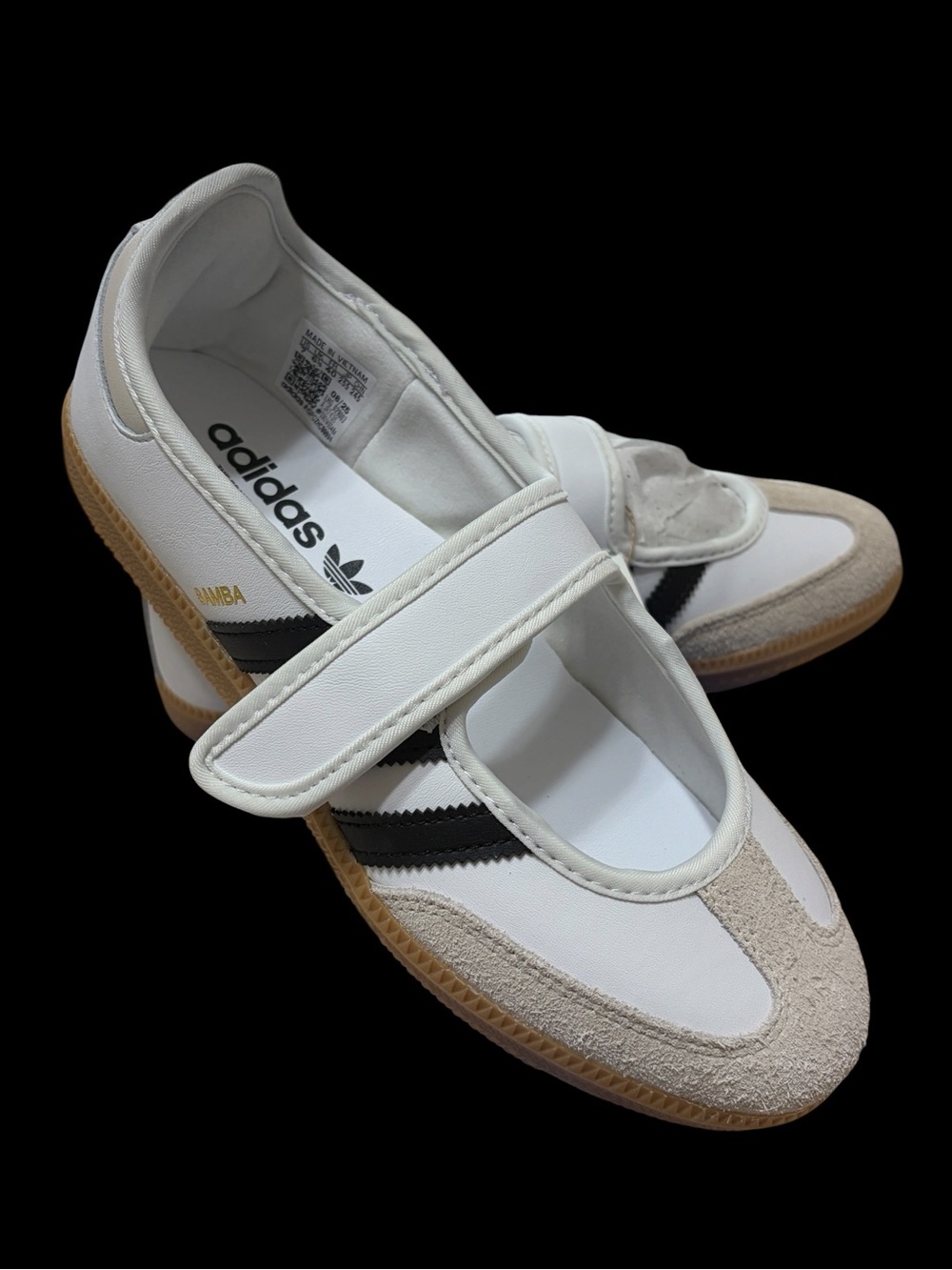 adidas Mary-Jane Samba Sneakers in White, Black & Gum Sz 7 NWT - Picture 1 of 8